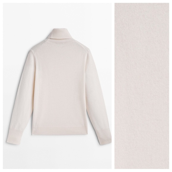 NWT. Massimo Dutti Cream Wool/Cashmere Blend Sweater with High Neck. Size S. - Picture 8 of 12